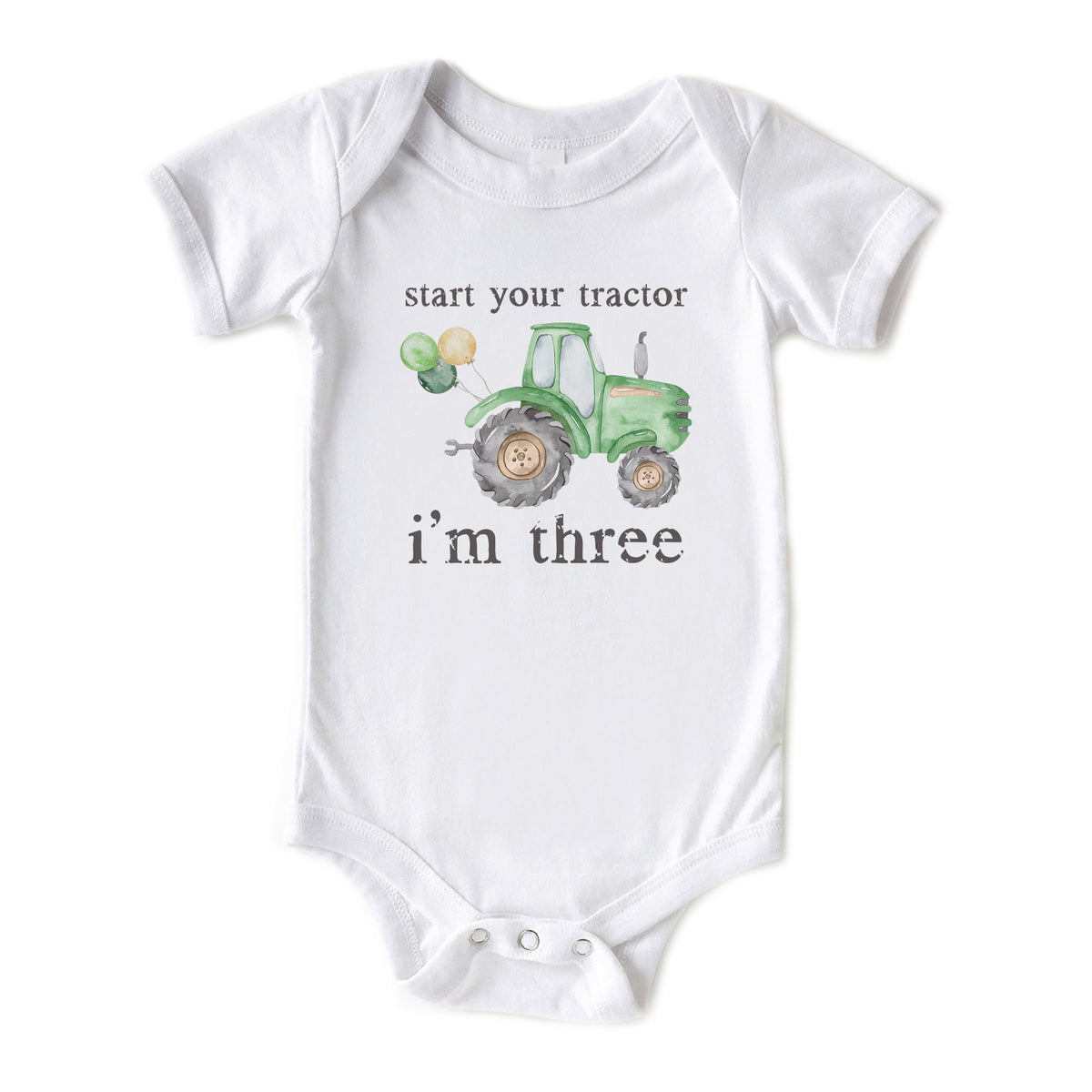 Start Your Tractor I'm Age (Green Tractor) Onesies® Brand