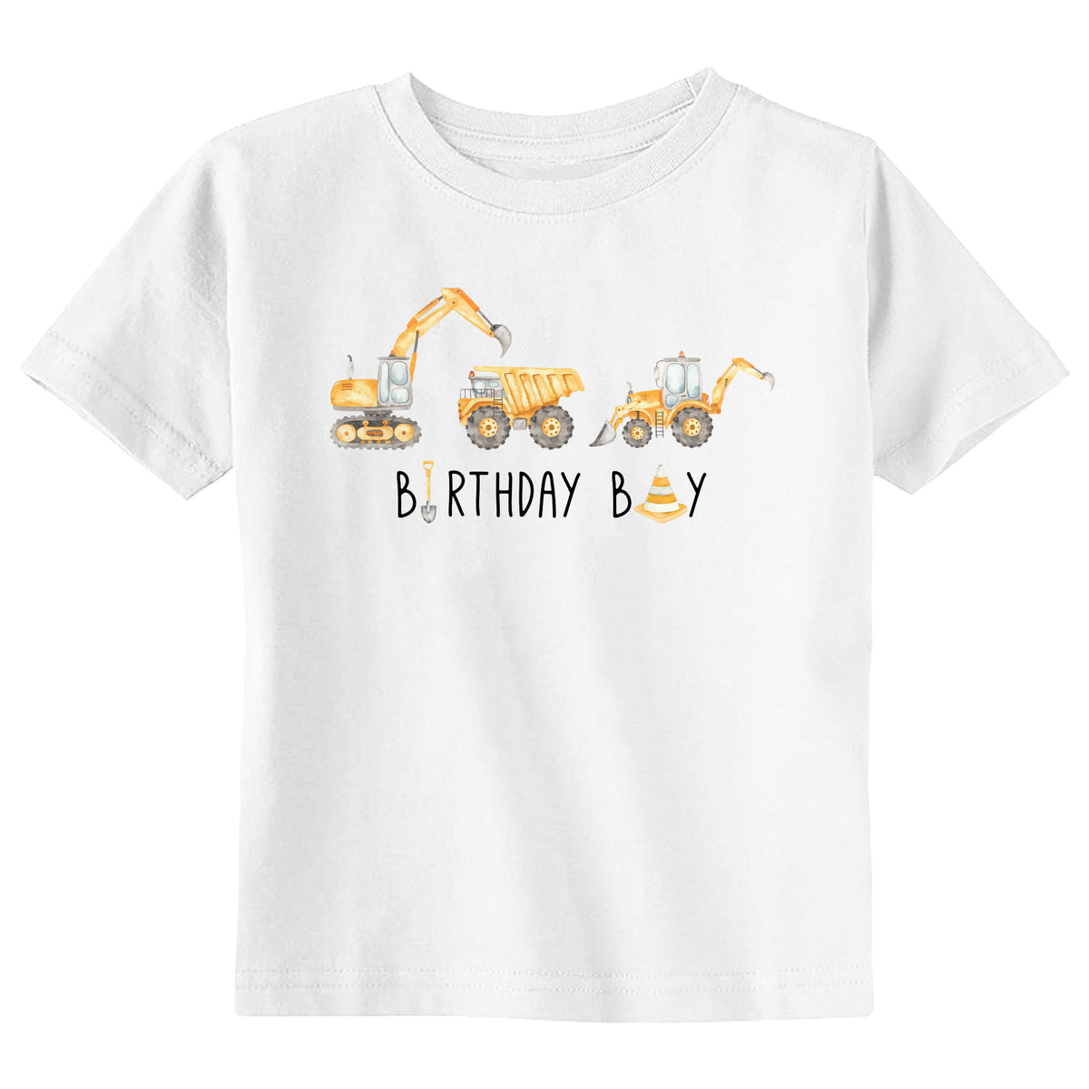 Watercolor Birthday Construction with Name T-Shirt
