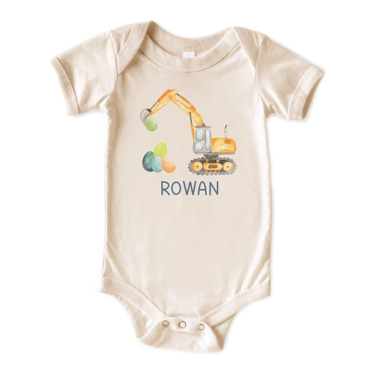 Watercolor Easter Excavator with Name Natural Onesies® Brand