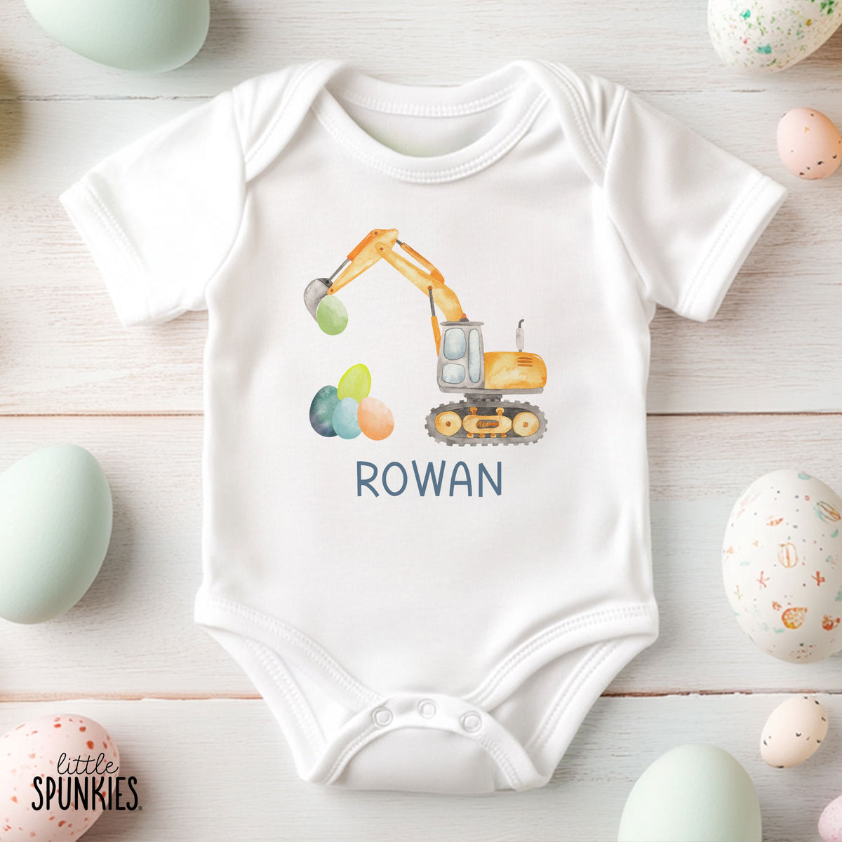 Watercolor Easter Excavator with Name Onesies® Brand
