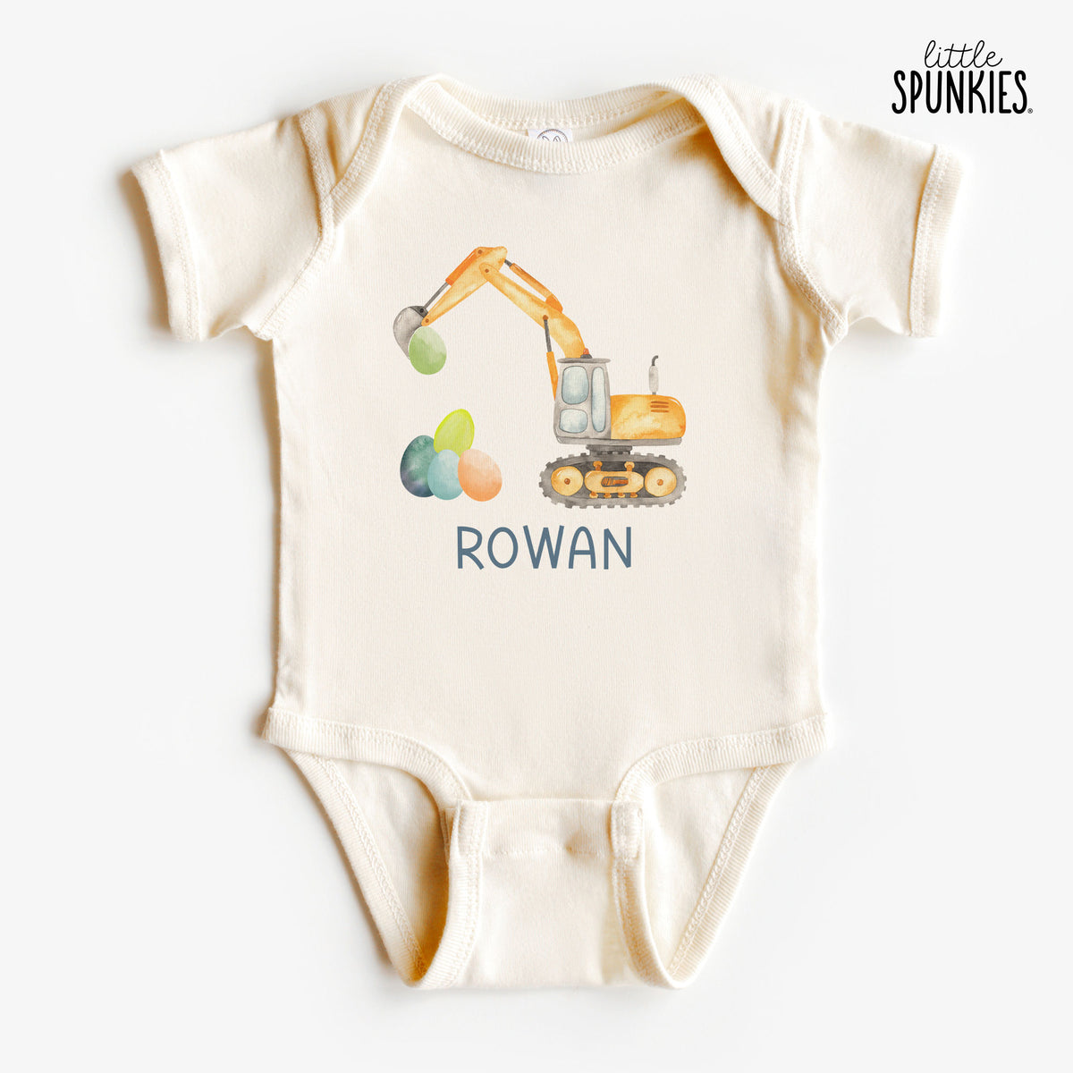 Watercolor Easter Excavator with Name Natural Onesies® Brand