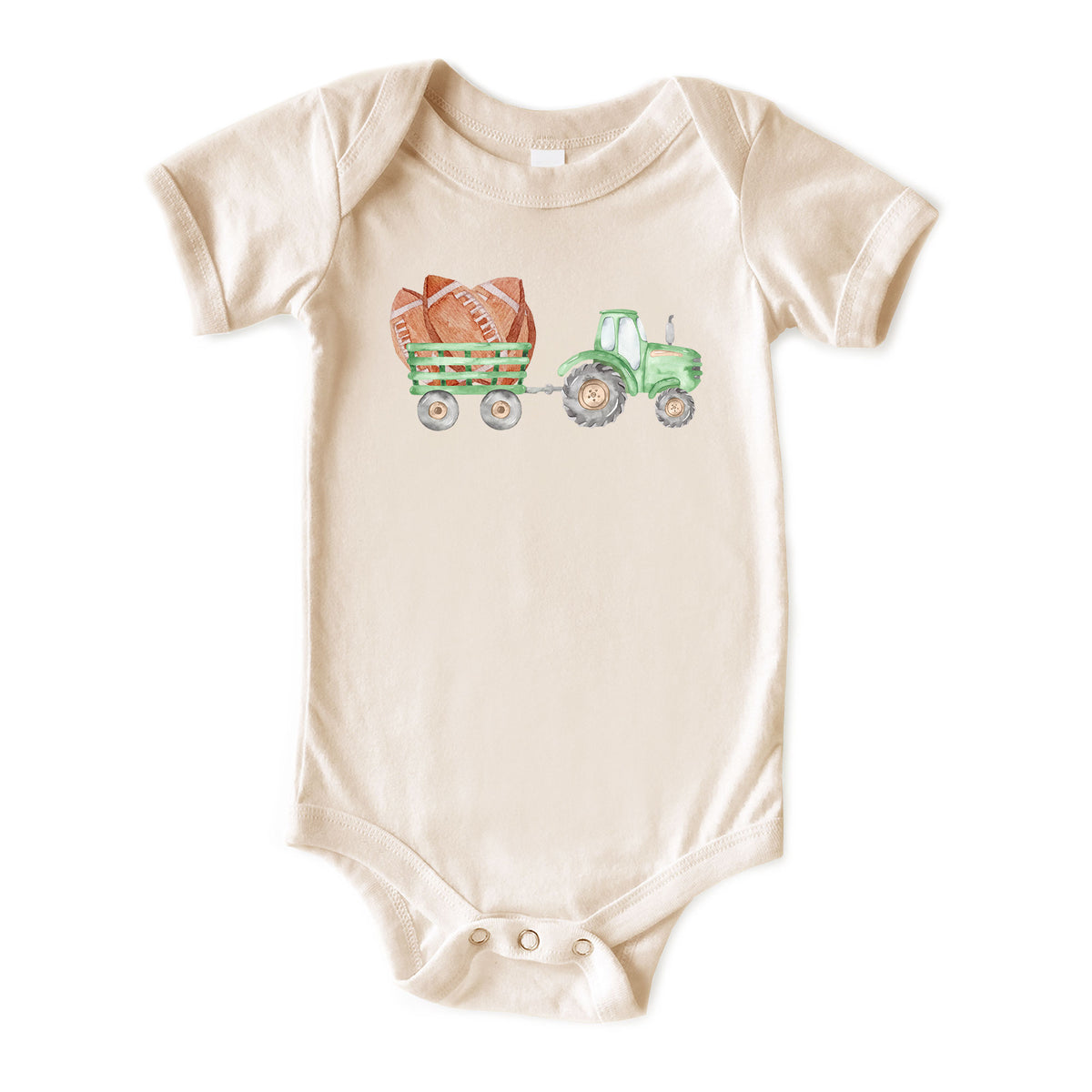 Watercolor Football Tractor with Name Natural Onesies® Brand