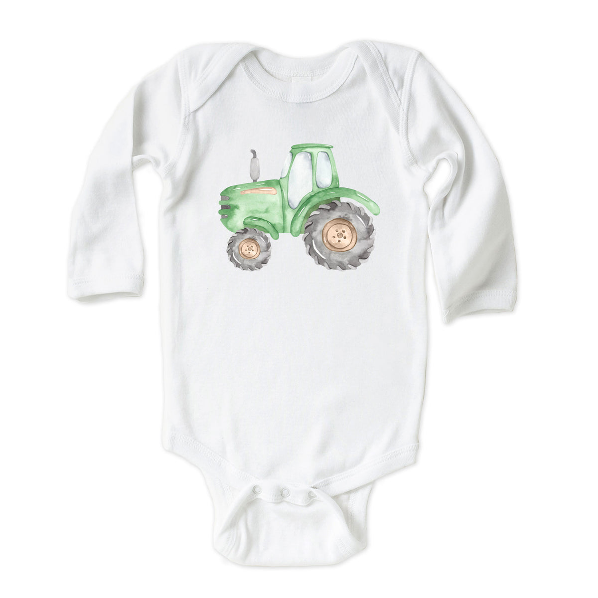 Green Farm Tractor with Name Onesies® Brand