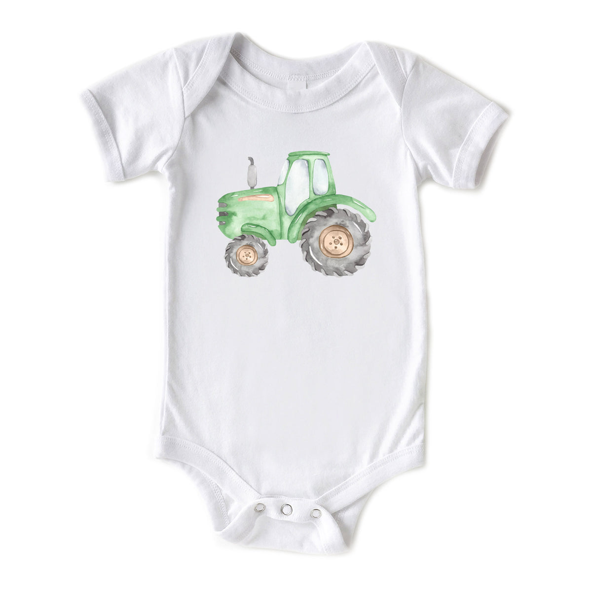 Green Farm Tractor with Name Onesies® Brand