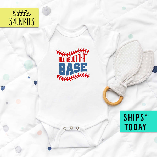 All About That Base Fun Baseball Sports Baby Onesie