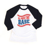 All About That Base Toddler Sports Themed Baseball Raglan Tee