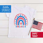 America Rainbow Toddler Youth 4th of July Shirt