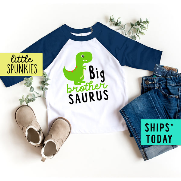 Big Brother Saurus Green Dinosaur Boy Toddler Raglan