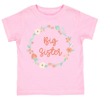 Big Sister Peach Floral Wreath Toddler & Youth T-Shirt