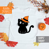 Witch Black Cat Toddler Youth Halloween Kids Shirt
