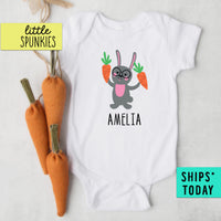 Personalized Bunny With Carrots Cute Baby Easter Onesie