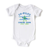 Co-Pilot Coming Soon Big Brother Onesie Blue and Green Plane