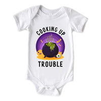 Cooking Up Trouble Halloween Cute Baby Witch Unisex Onesie