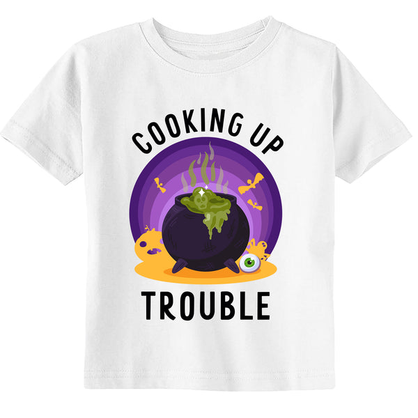 Cooking Up Trouble Toddler Youth Halloween Kids Shirt
