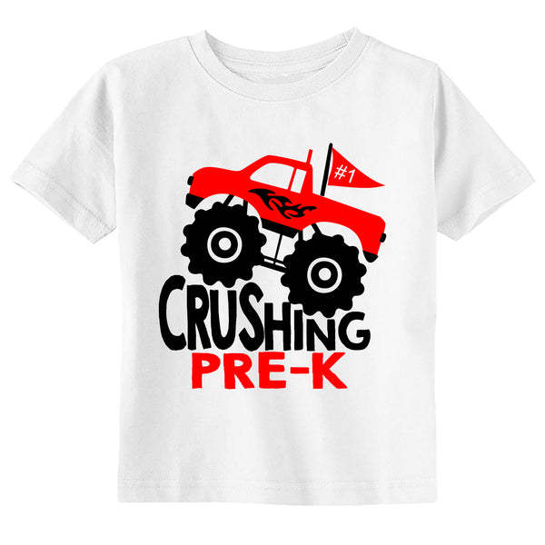 Crushing Pre-K Toddler & Youth Back to School Monster Truck T-Shirt