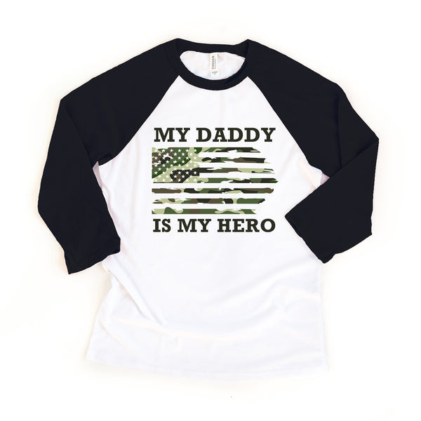 Daddy is My Hero Military Father's Day Raglan Tee