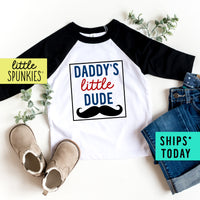 Daddy's Little Dude Father's Day Raglan Tee