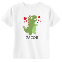 Personalized Dino Valentines Toddler Youth T-Shirt