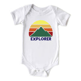 Explorer with Mountains Baby Outdoor Summer Onesie