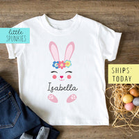 Personalized Girl Bunny With Name Toddler & Youth Easter T-Shirt