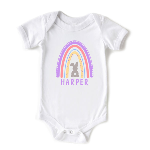 Personalized Easter Rainbow Cute Baby Easter Onesie (PURPLE)