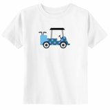 Plaid Golf Cart (BLUE) Fun Sports Toddler & Youth Golf T-Shirt