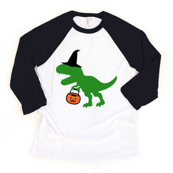 Halloween Dinosaur Toddler Youth Raglan Kids Tee