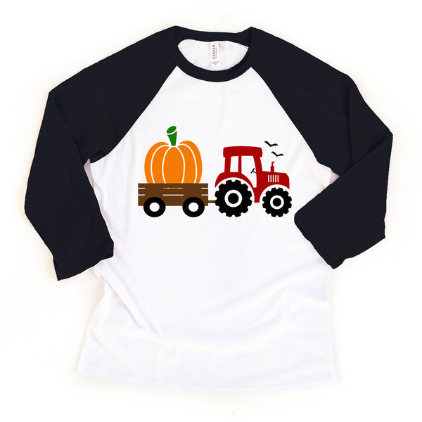 Halloween Tractor Toddler Youth Raglan Kids Tee