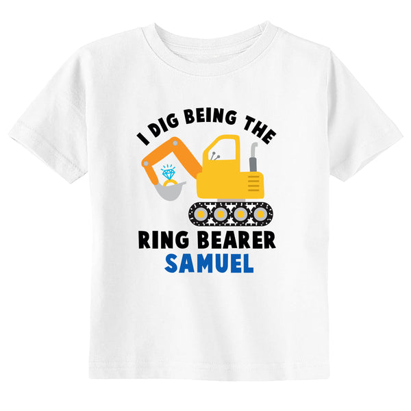 Personalized I Dig Being the Ring Bearer Boy Toddler Youth Wedding Custom Name T-Shirt
