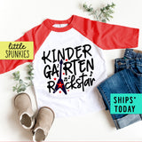 Kindergarten Rockstar Toddler Youth Back to School Raglan Tee