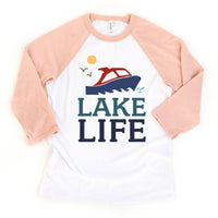 Lake Life with Boat Toddler Summer Raglan Tee