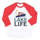 Lake Life with Boat Toddler Summer Raglan Tee