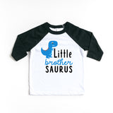 Little Brother Saurus Blue Dinosaur Boy Toddler Raglan