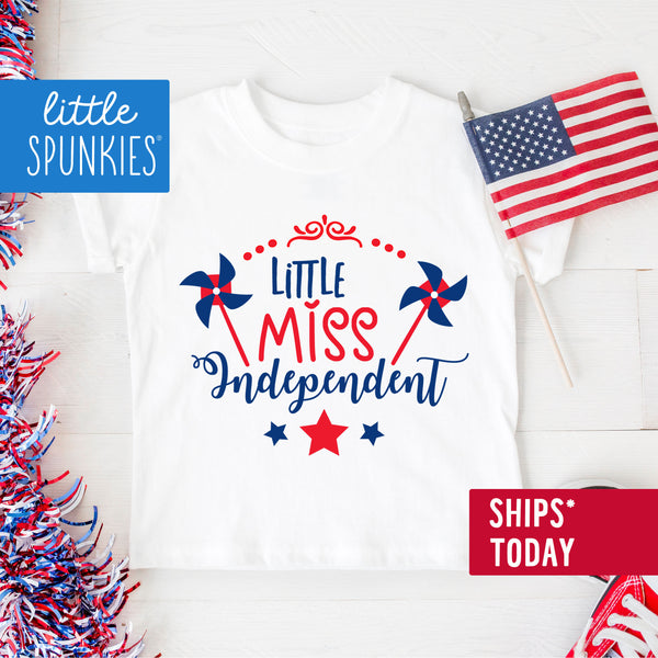 Little Miss Independent Toddler Youth 4th of July Shirt
