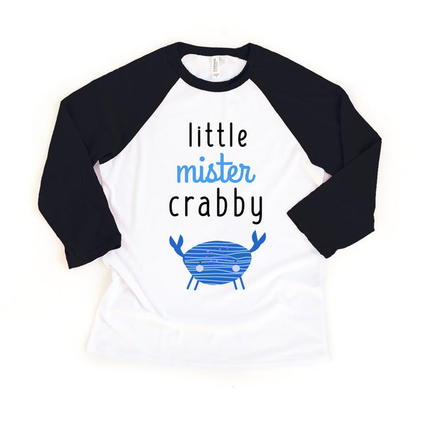 Little Mister Crabby Summer Toddler Boy Beach Baseball Raglan Tee