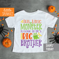 Little Monster BIG BRO Toddler Youth Halloween Kids Brother Shirt
