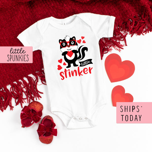 Little Stinker Skunk Baby Valentine's Day Onesie