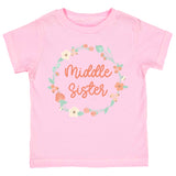 Middle Sister Peach Floral Wreath Toddler & Youth T-Shirt