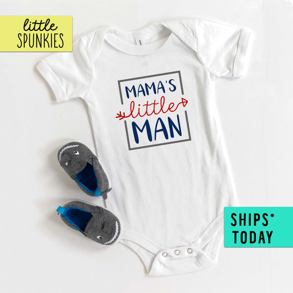 Mama's Little Man Cute Mothers Day Baby Boy Onesie