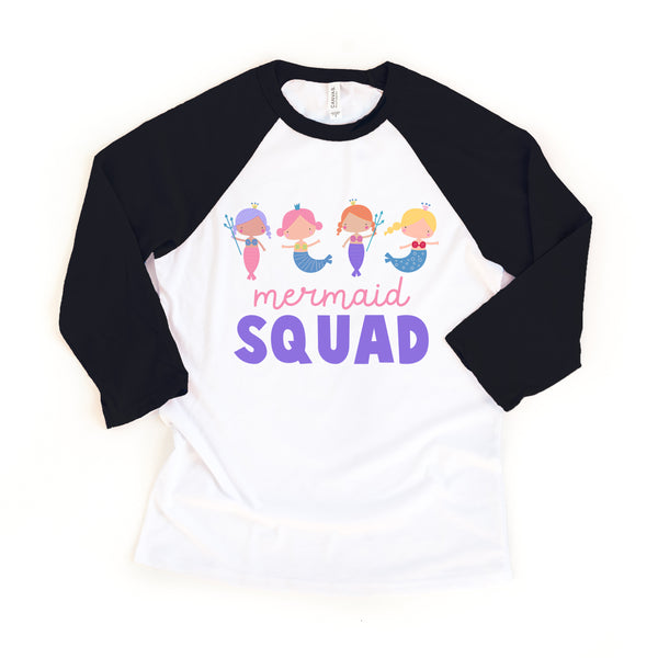 Mermaid Squad Summer Toddler Girl Beach Baseball Raglan Tee