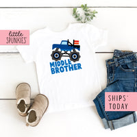Middle Brother Monster Truck Sibling Announcement Toddler & Youth T-Shirt