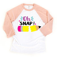 Oh Snap! Pencil Toddler Youth Back to School Raglan Tee