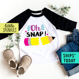 Oh Snap! Pencil Toddler Youth Back to School Raglan Tee