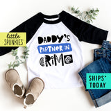 Partner in Crime Father's Day- BLUE Toddler Raglan Tee