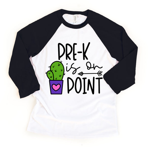 Pre-K Is On Point Toddler Youth Back to School Raglan Tee