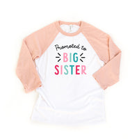 Promoted to Big Sister Pregnancy Announcement Girl Toddler Raglan