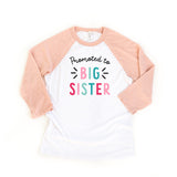 Promoted to Big Sister Pregnancy Announcement Girl Toddler Raglan