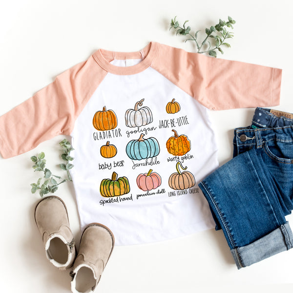 Pumpkin Variety Chart Toddler Youth Shirts and Raglans