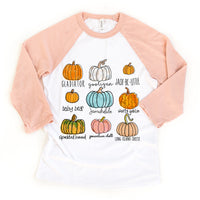 Pumpkin Variety Chart Toddler Youth Shirts and Raglans
