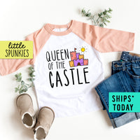 Queen of the Castle Summer Toddler Girl Beach Baseball Raglan Tee